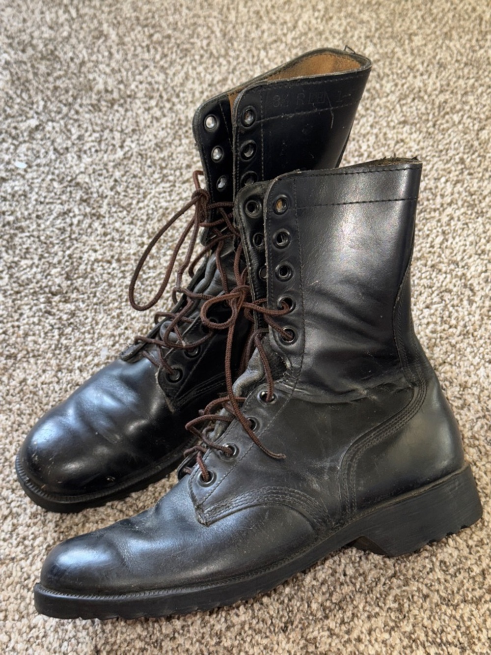 Ro Search Combat Military Boots Vintage 70s Black Leather Mens Size 8 1/2 R